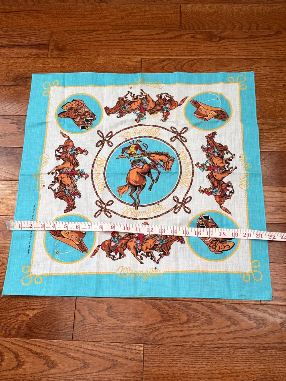 Vintage- Wrangler Western Rodeo Horse Scarf Bandanna Made In USA